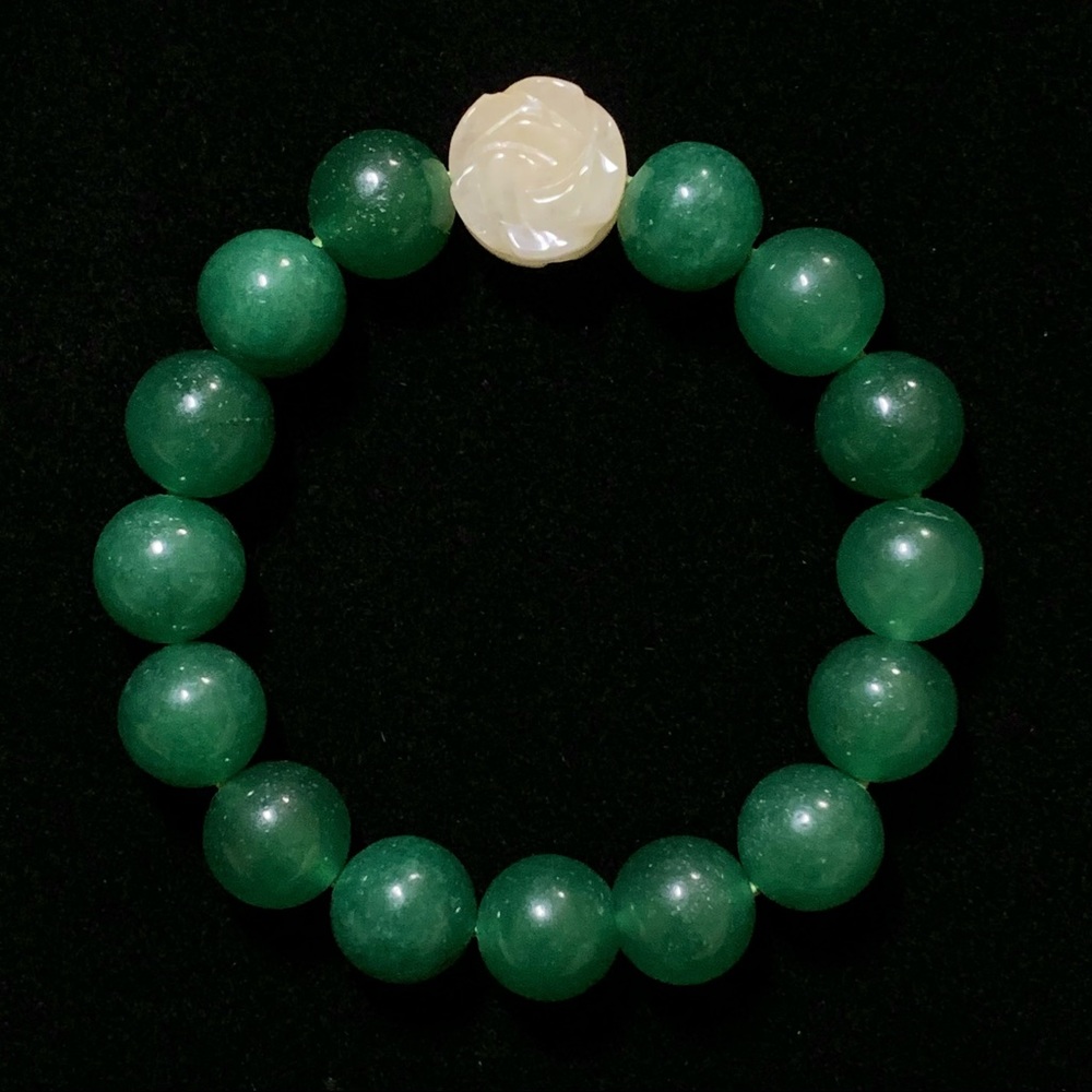 Natural Aventurine and Jade Gemstone Bracelet
